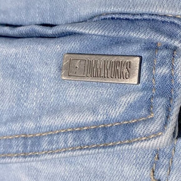 DNM Works Light Wash Denim Elastic Waist Cargo Joggers 30 - Picture 3 of 16